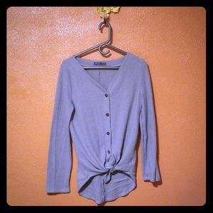 Womens Long Sleeve V Neck Button Down Top